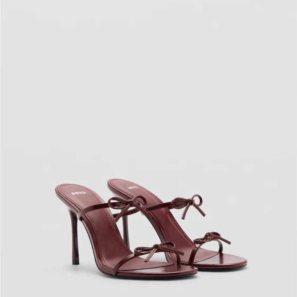 Mango burgundy bow heels